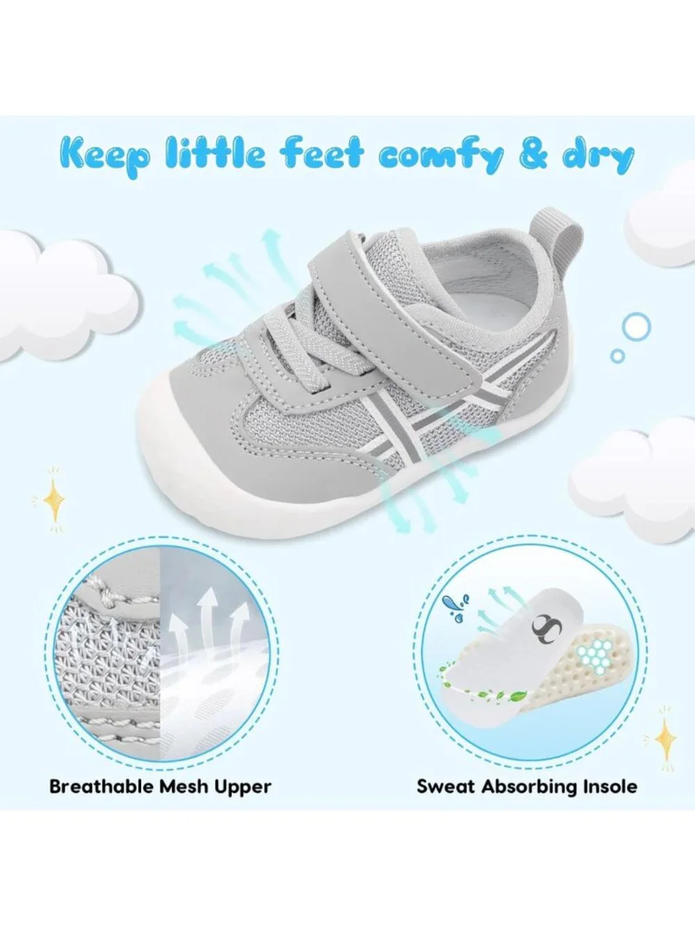 Breathable Infant Crib Sneakers for Boys & Girls - Lightweight First Walking